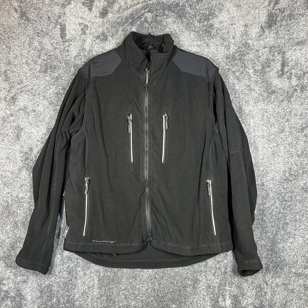 SCOTTeVEST Jacket Mens Medium Black Fleece Lined Softshell TEC Travel Pockets